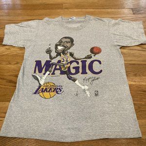 Vintage 80's Magic Johnson Caricature Los Angeles Lakers Sports shirt 90s 80s t